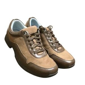 Florsheim Mens Brown Leather Perforated Suede Sneakers 1129-200 Size 10.5 M